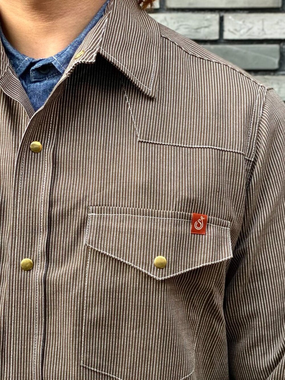 SHIP JOHN Patton Shirt Brown Stripes XL SOLD OUT
